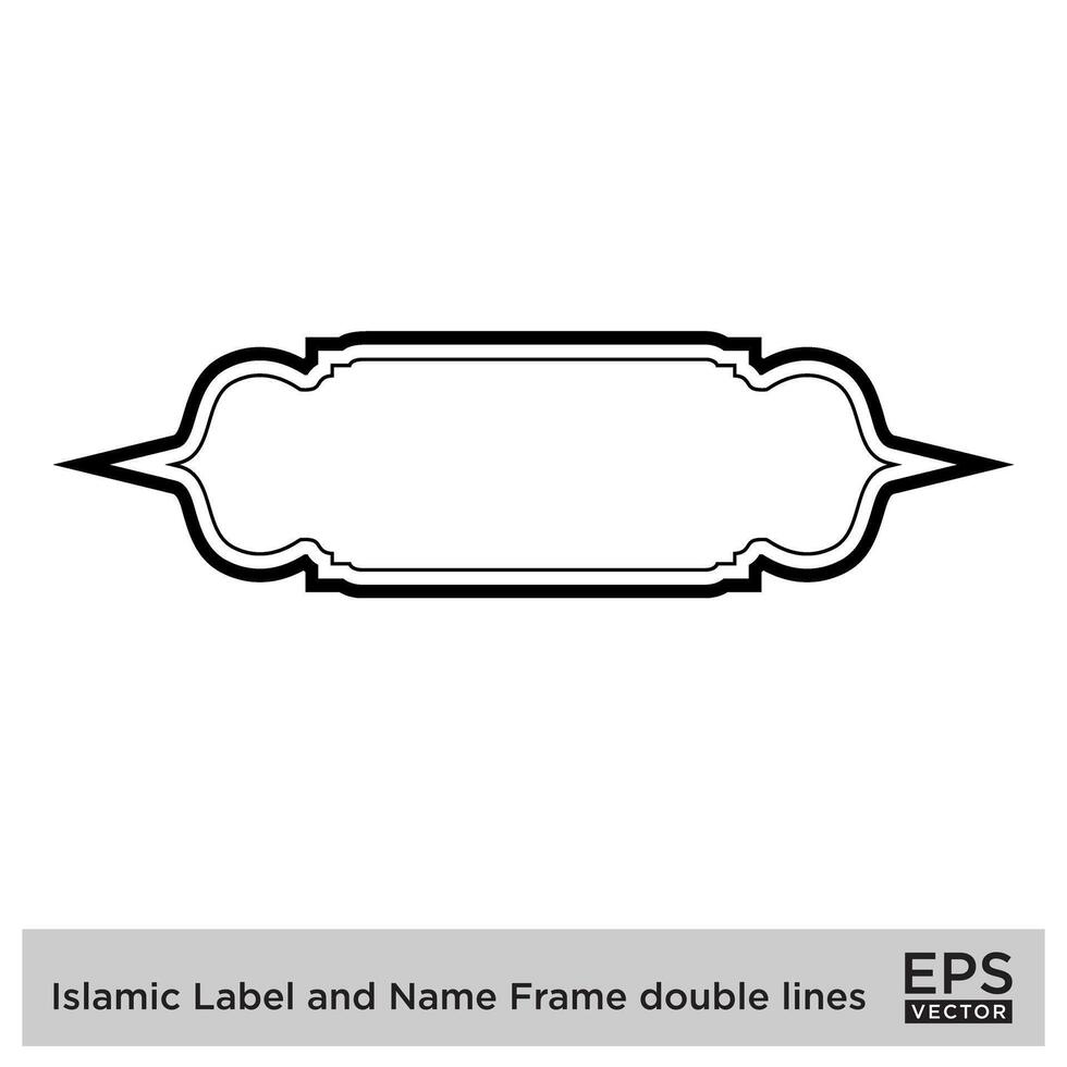 Islamic Label and Name Frame double lines Outline Linear Black Stroke silhouettes Design pictogram symbol visual illustration vector