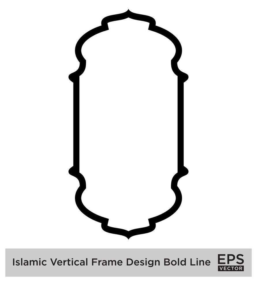 islámico vertical marco diseño negrita línea contorno lineal negro carrera siluetas diseño pictograma símbolo visual ilustración vector