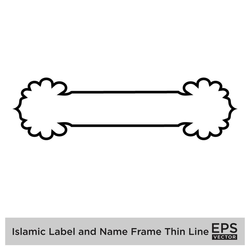 Islamic Label and Name Frame Thin Line Black stroke silhouettes Design pictogram symbol visual illustration vector