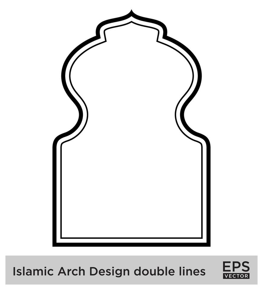 Islamic Arch Design double lines Outline Linear Black Stroke silhouettes Design pictogram symbol visual illustration vector