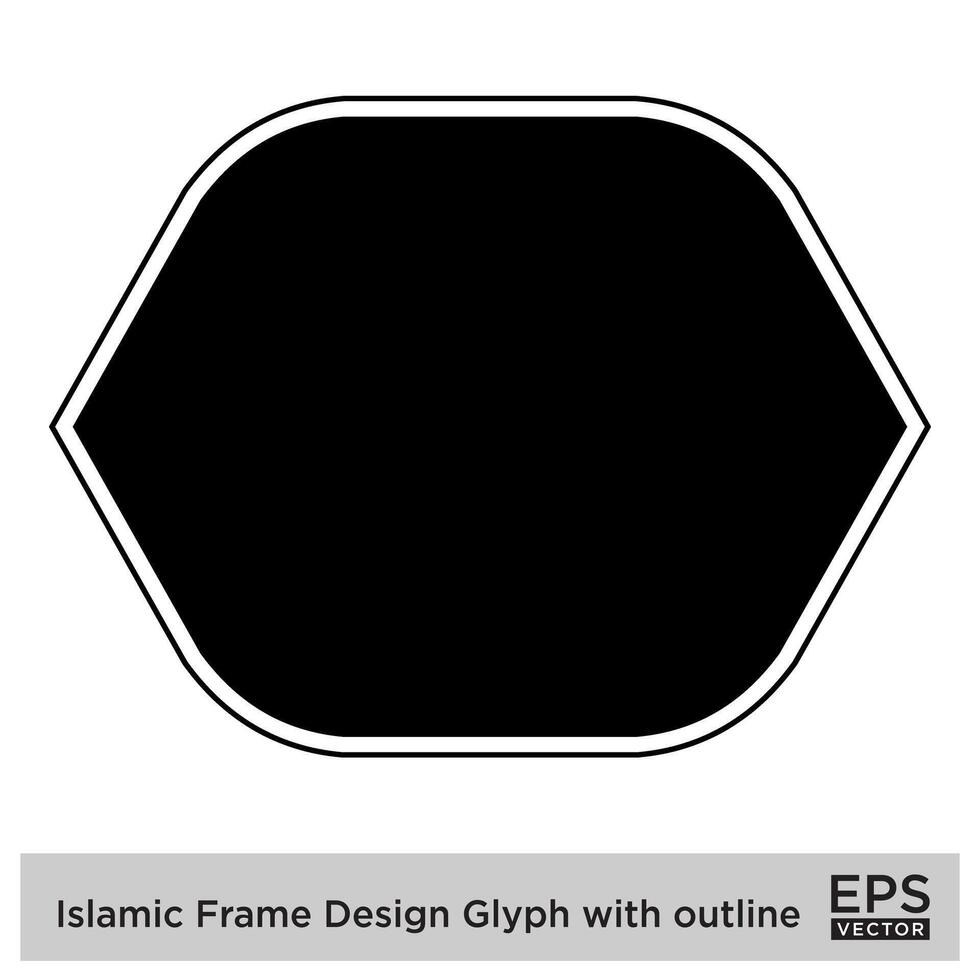 Islamic Frame Design Glyph with outline Black Filled silhouettes Design pictogram symbol visual illustration vector