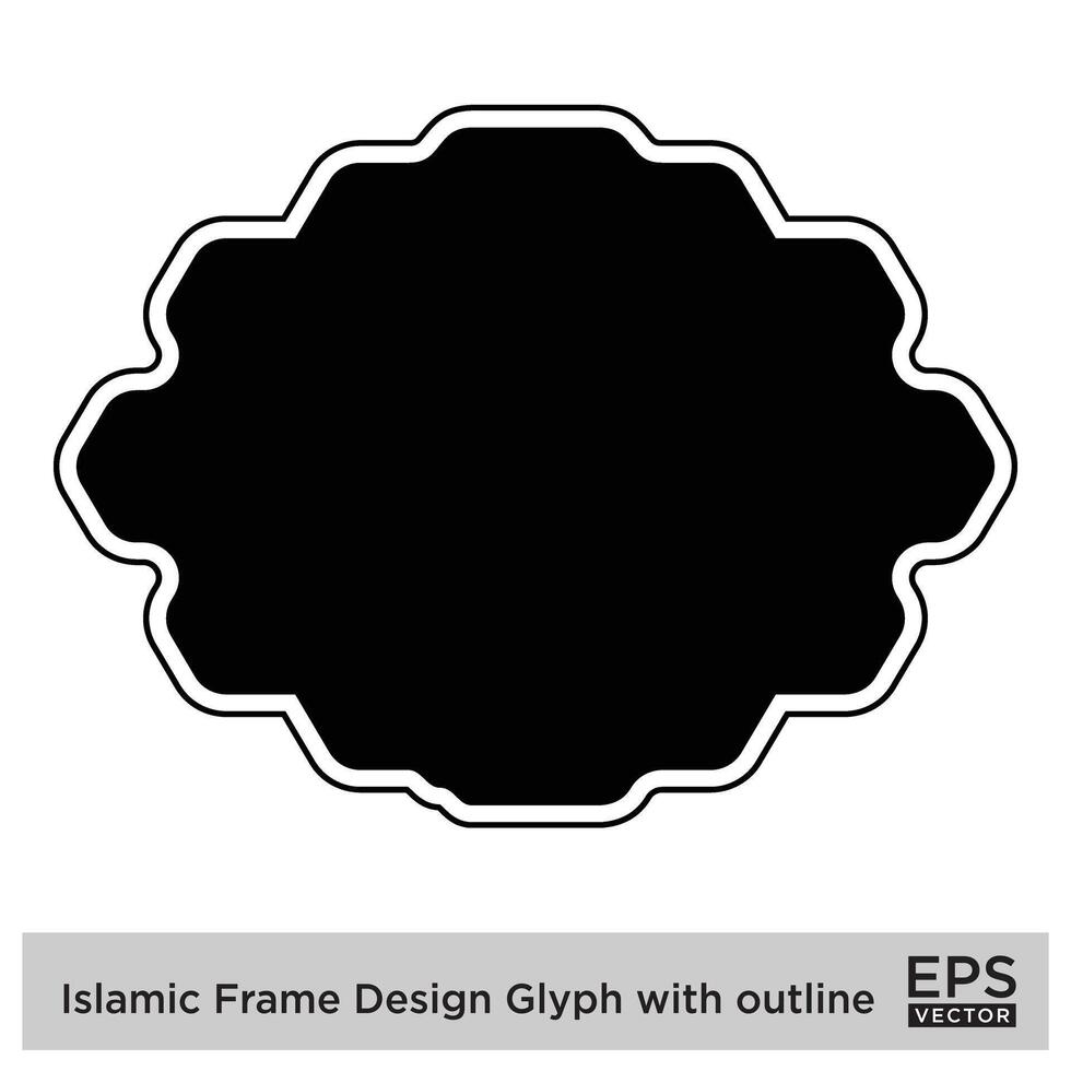 Islamic Frame Design Glyph with outline Black Filled silhouettes Design pictogram symbol visual illustration vector