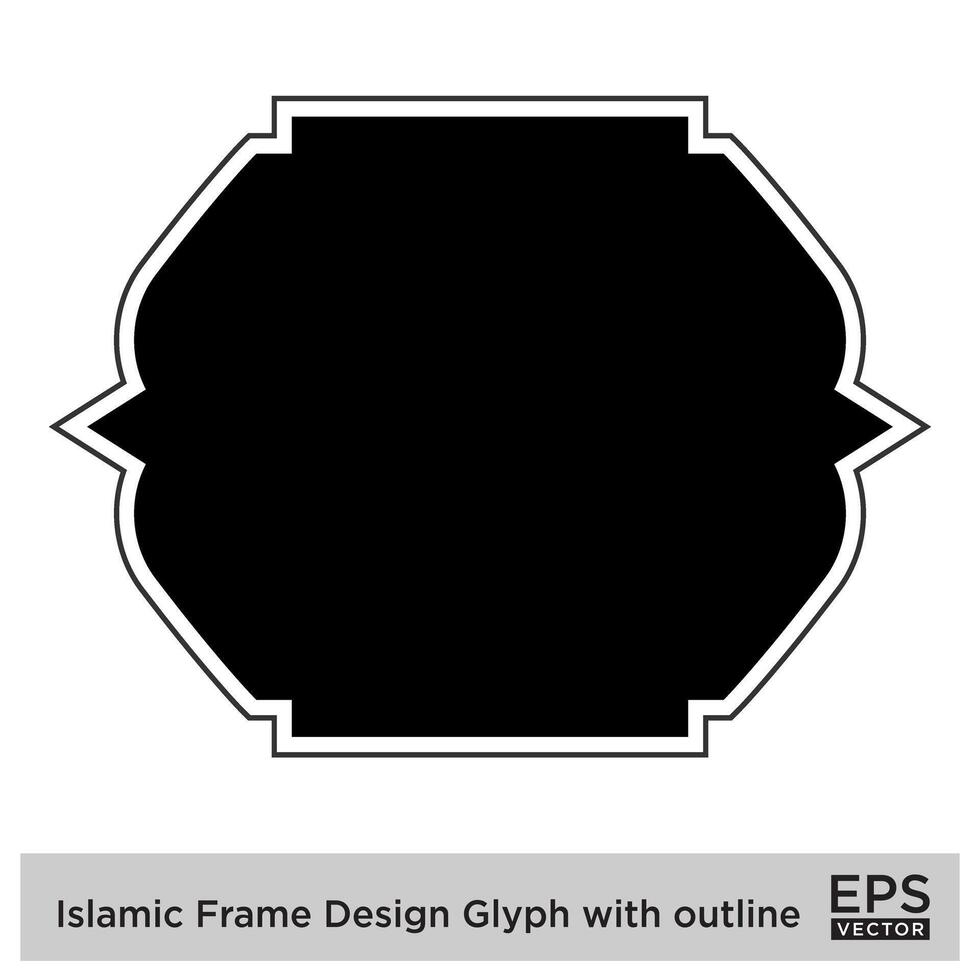 Islamic Frame Design Glyph with outline Black Filled silhouettes Design pictogram symbol visual illustration vector