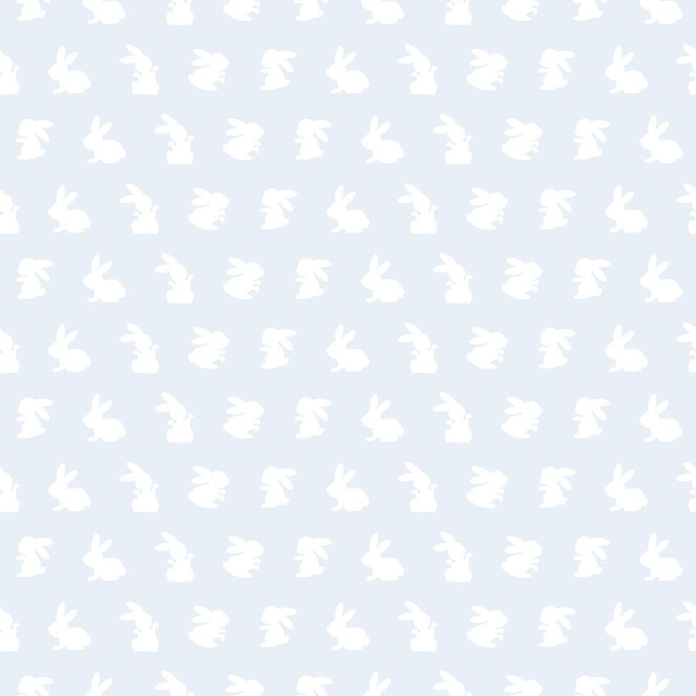 Easter seamless pattern of cute white bunny silhouettes vector