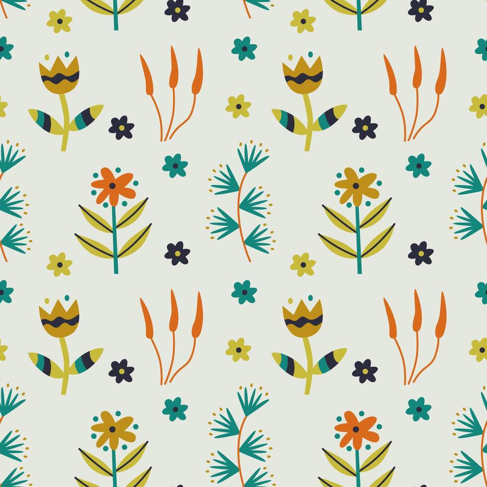 Seamless pattern with north forest flowers vector