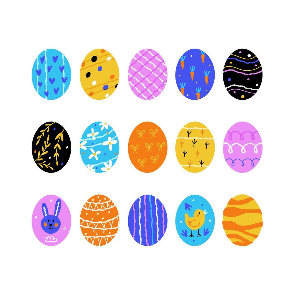 conjunto de mano dibujado Pascua de Resurrección huevos vector