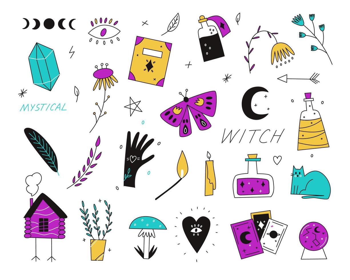 Vector set with mystical illustrations