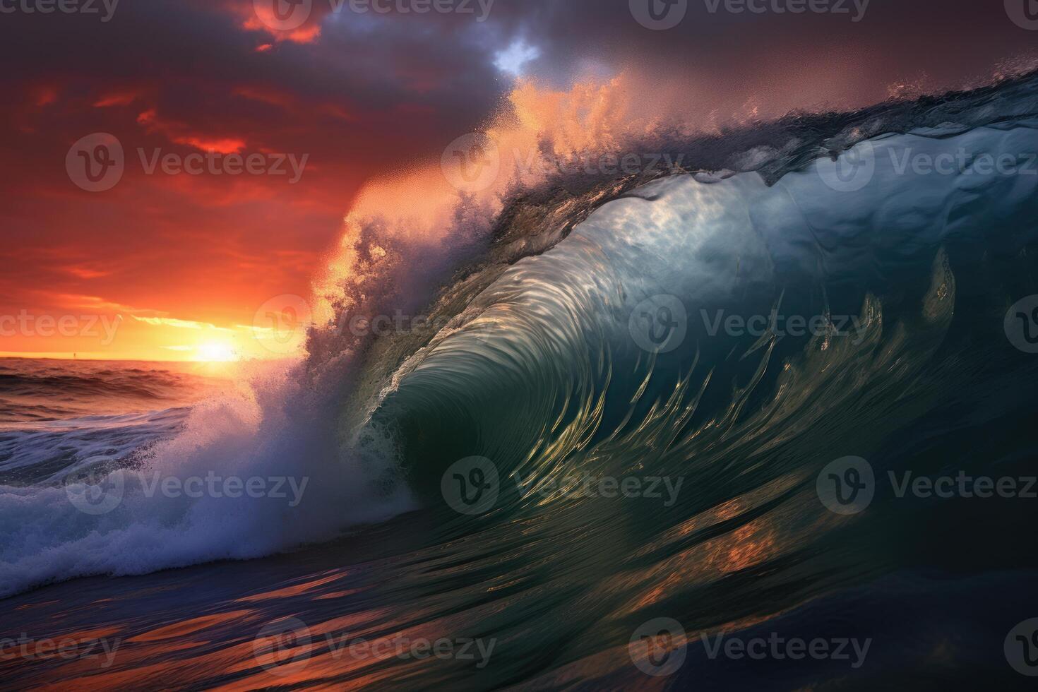 AI generated Hypnotic Ocean calm waves. Generate Ai photo