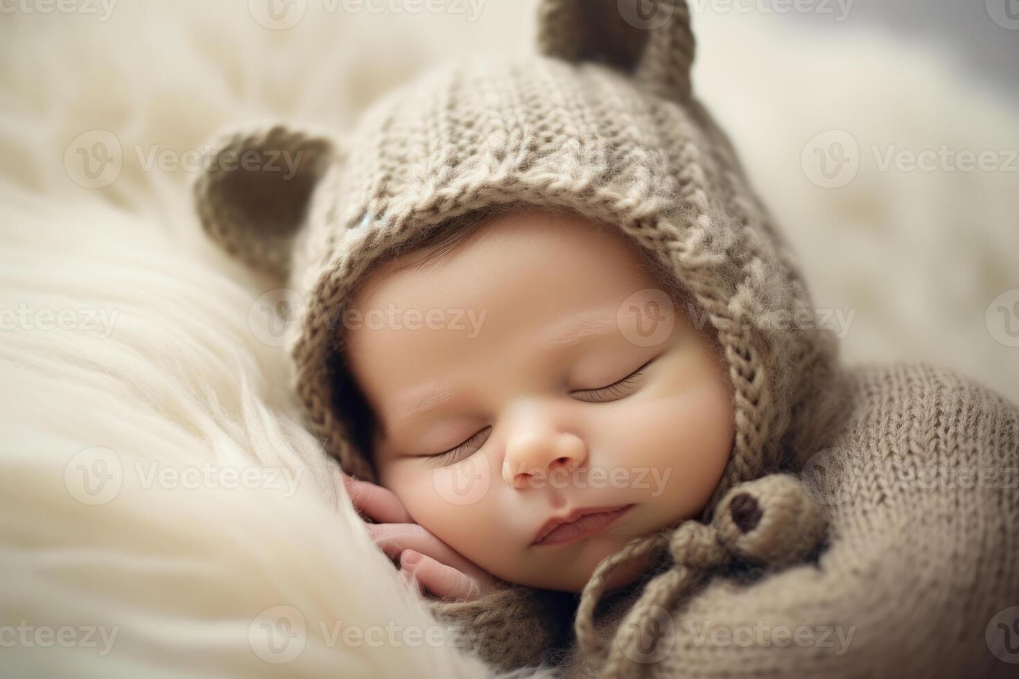 AI generated Adorable Newborn baby sleeping. Generate AI photo