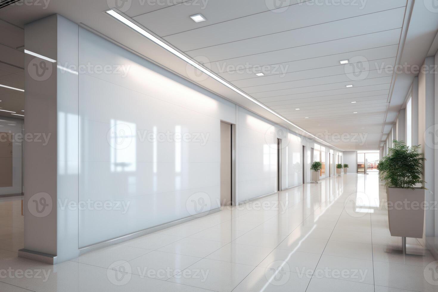 AI generated Echoing Large office blank corridor. Generate Ai photo