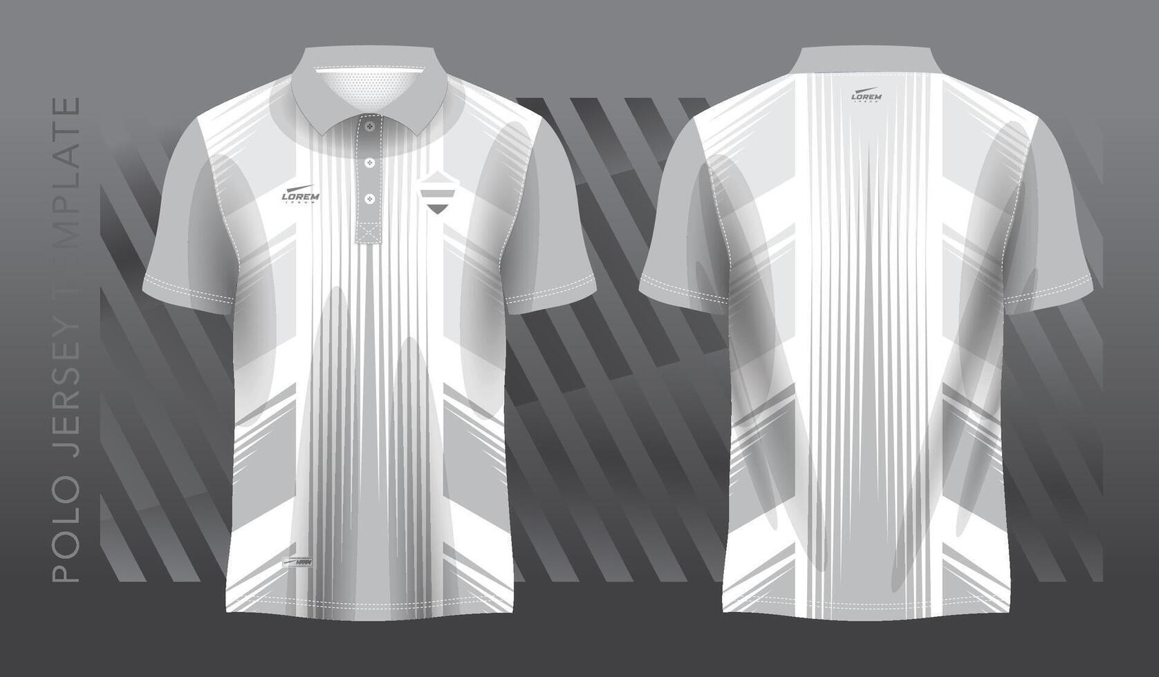 white and gray sublimation shirt for polo sport jersey template. front and back view. vector