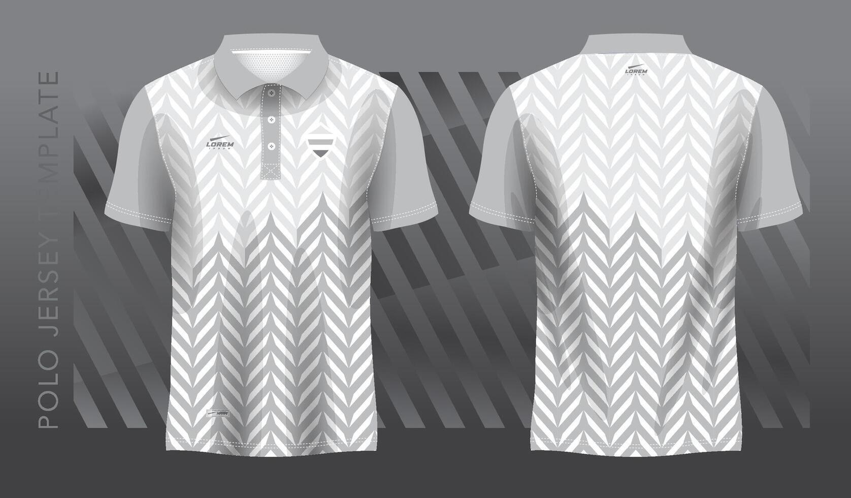 white and gray sublimation shirt for polo sport jersey template. front and back view. vector