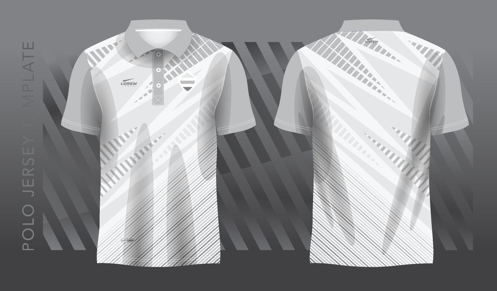 white and gray sublimation shirt for polo sport jersey template. front and back view. vector