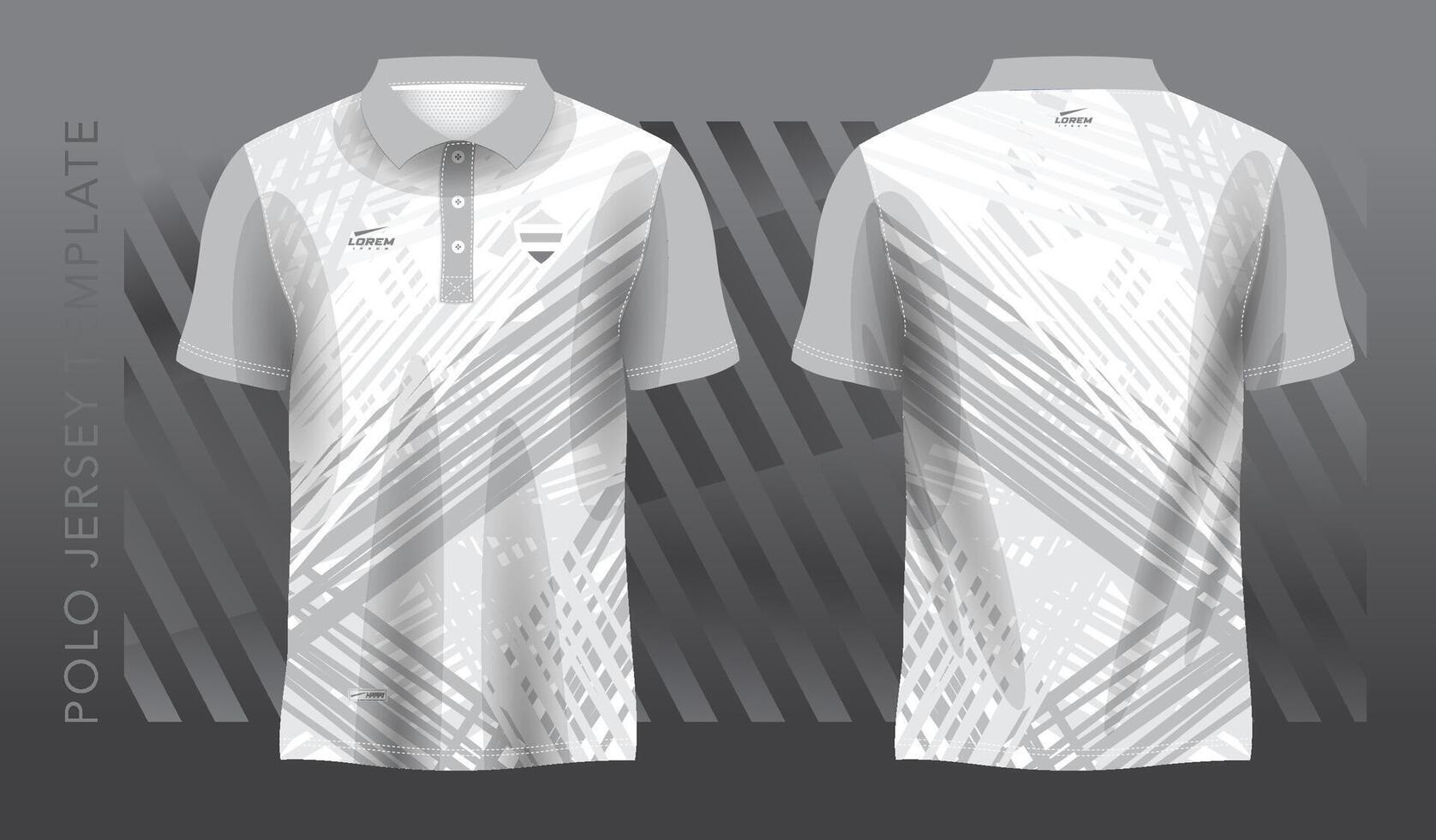 white and gray sublimation shirt for polo sport jersey template. front and back view. vector