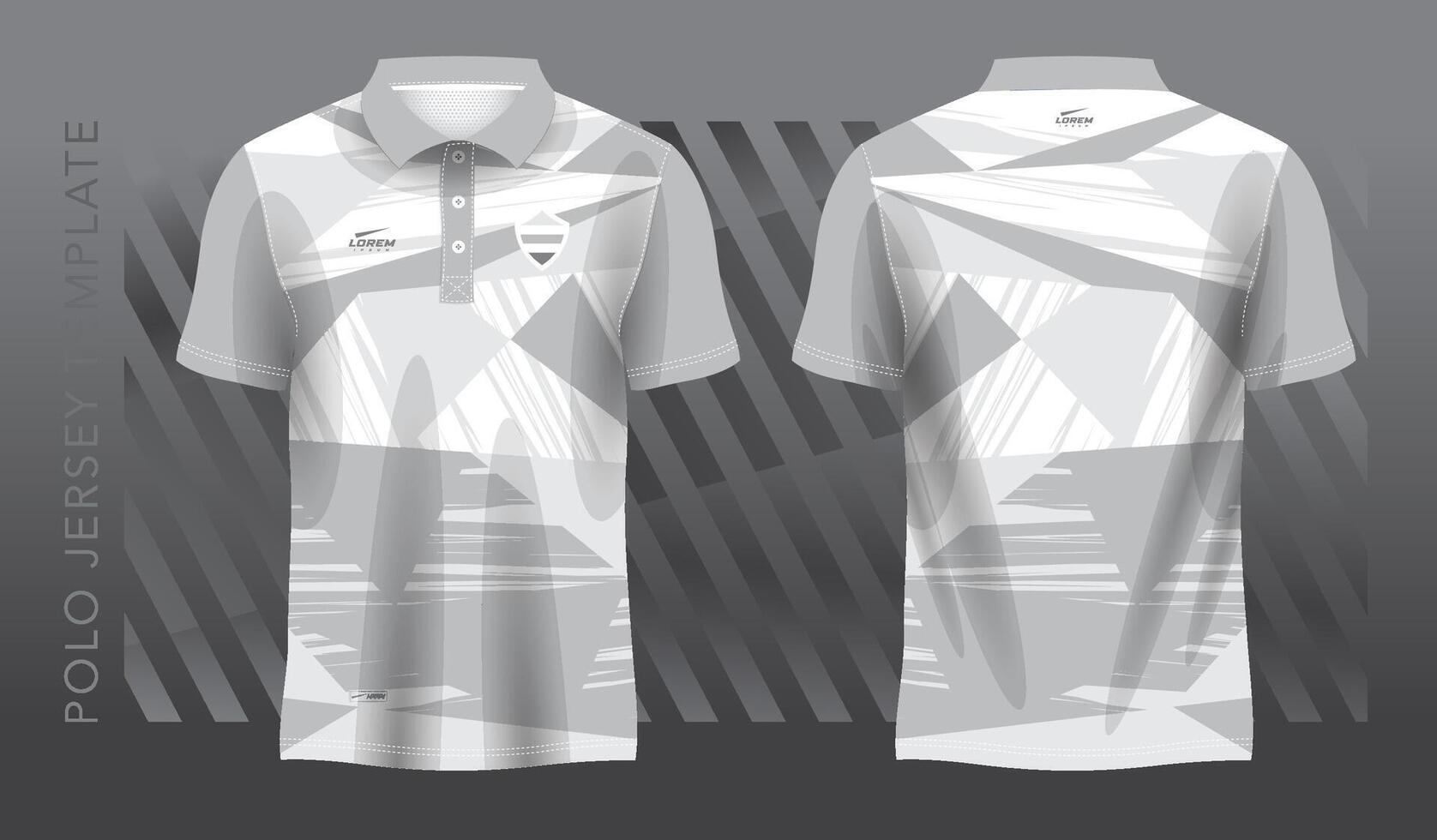 white and gray sublimation shirt for polo sport jersey template. front and back view. vector