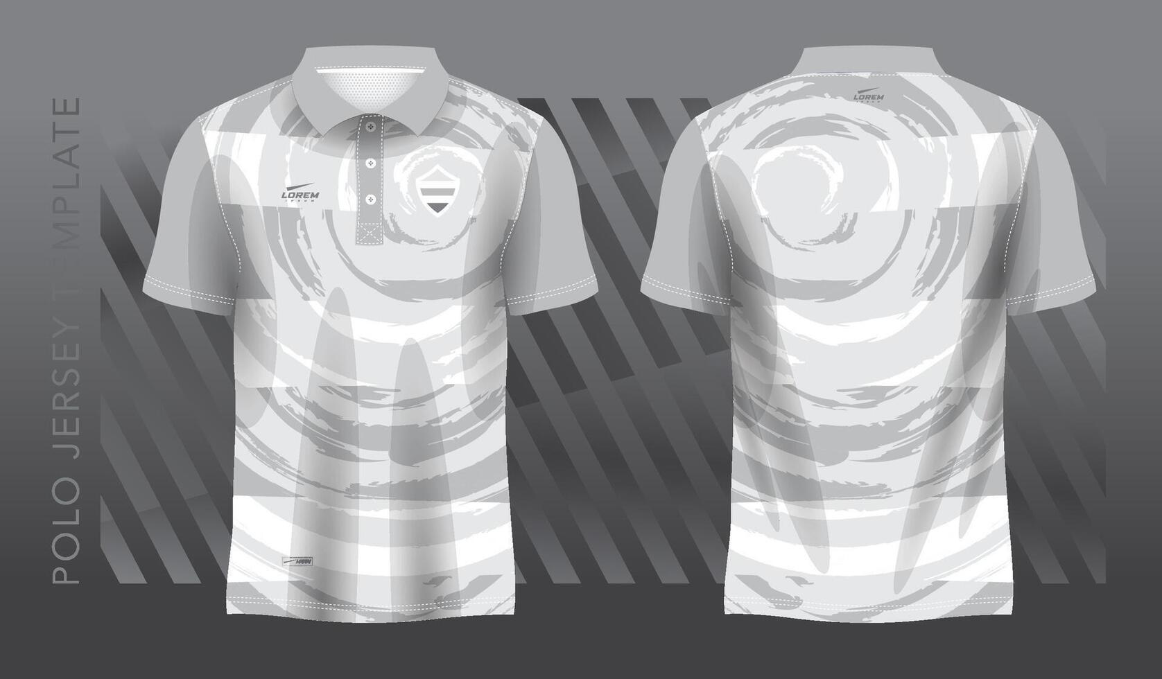 white and gray sublimation shirt for polo sport jersey template. front and back view. vector