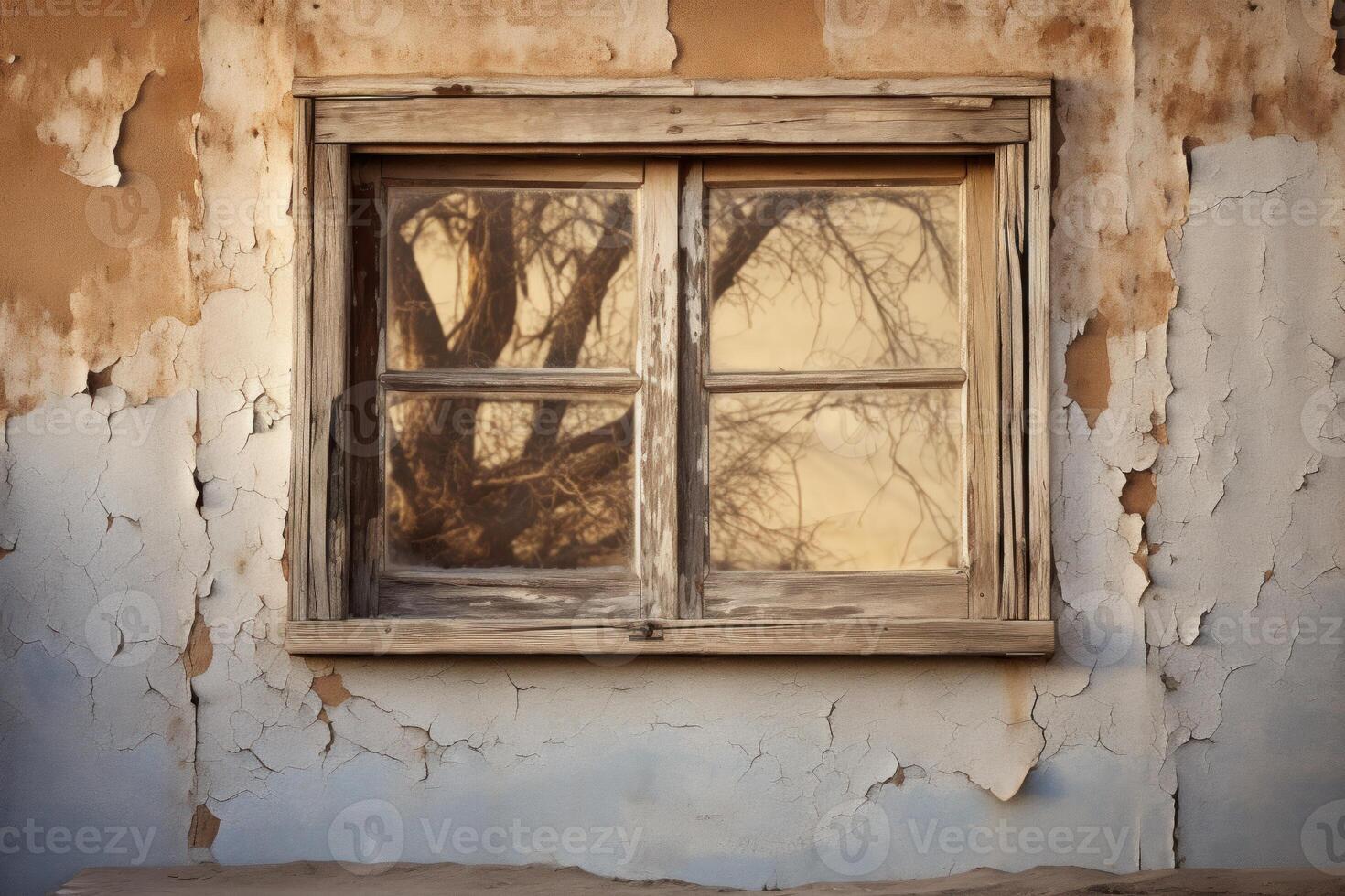 ai generado resistido antiguo ventana marco. generar ai foto