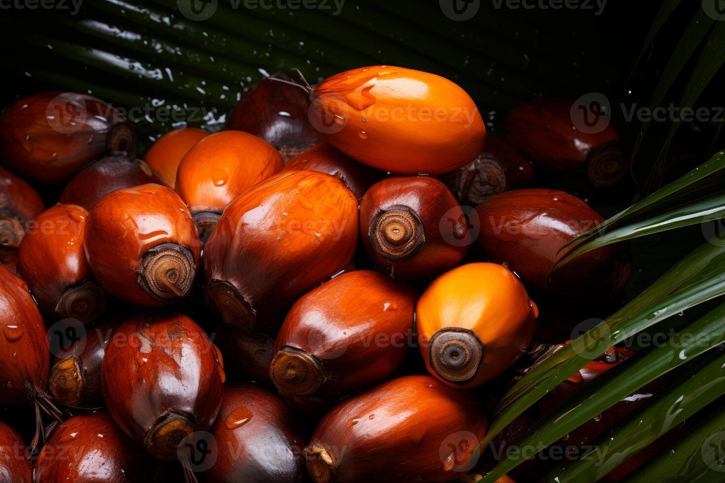 AI generated Tropical Oil palm seeds kernel background. Generate Ai photo