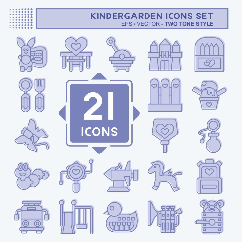 Icon Set Kindergarten. related to Holiday symbol. two tone style. simple design editable. simple illustration vector
