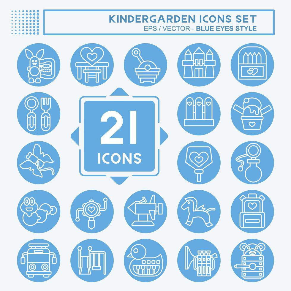 Icon Set Kindergarten. related to Holiday symbol. blue eyes style. simple design editable. simple illustration vector