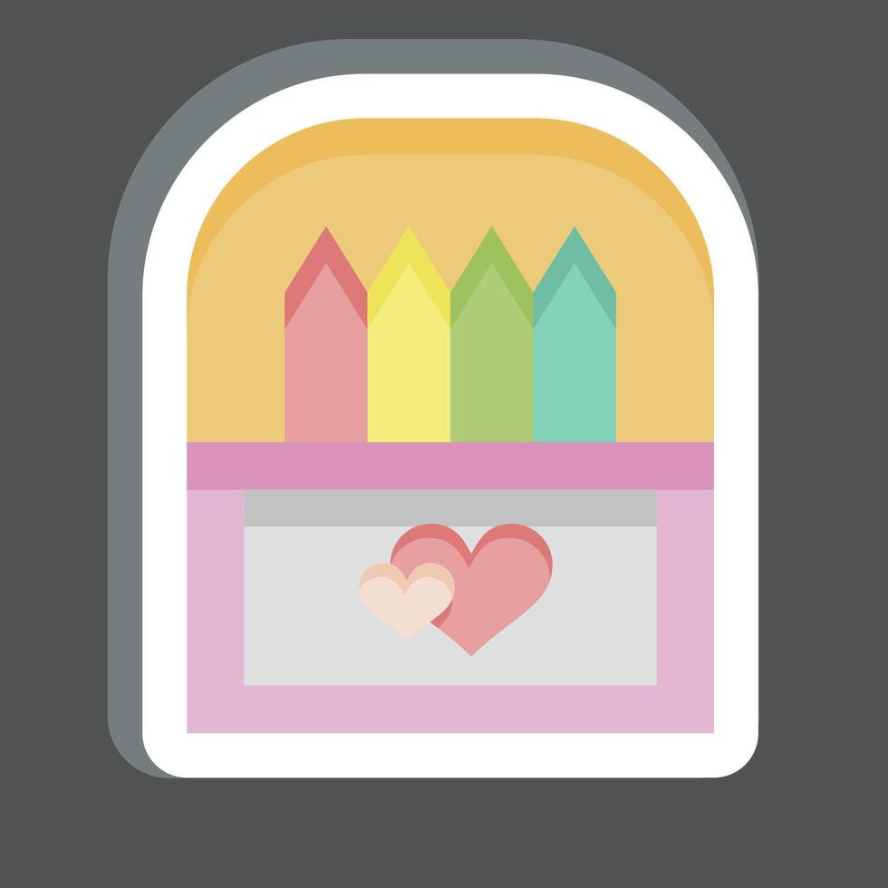 Sticker Crayons. related to Kindergarten symbol. simple design editable. simple illustration vector
