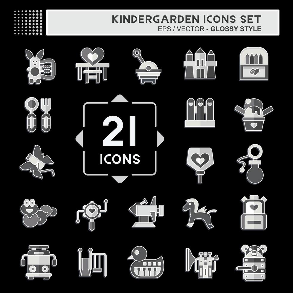 Icon Set Kindergarten. related to Holiday symbol. glossy style. simple design editable. simple illustration vector