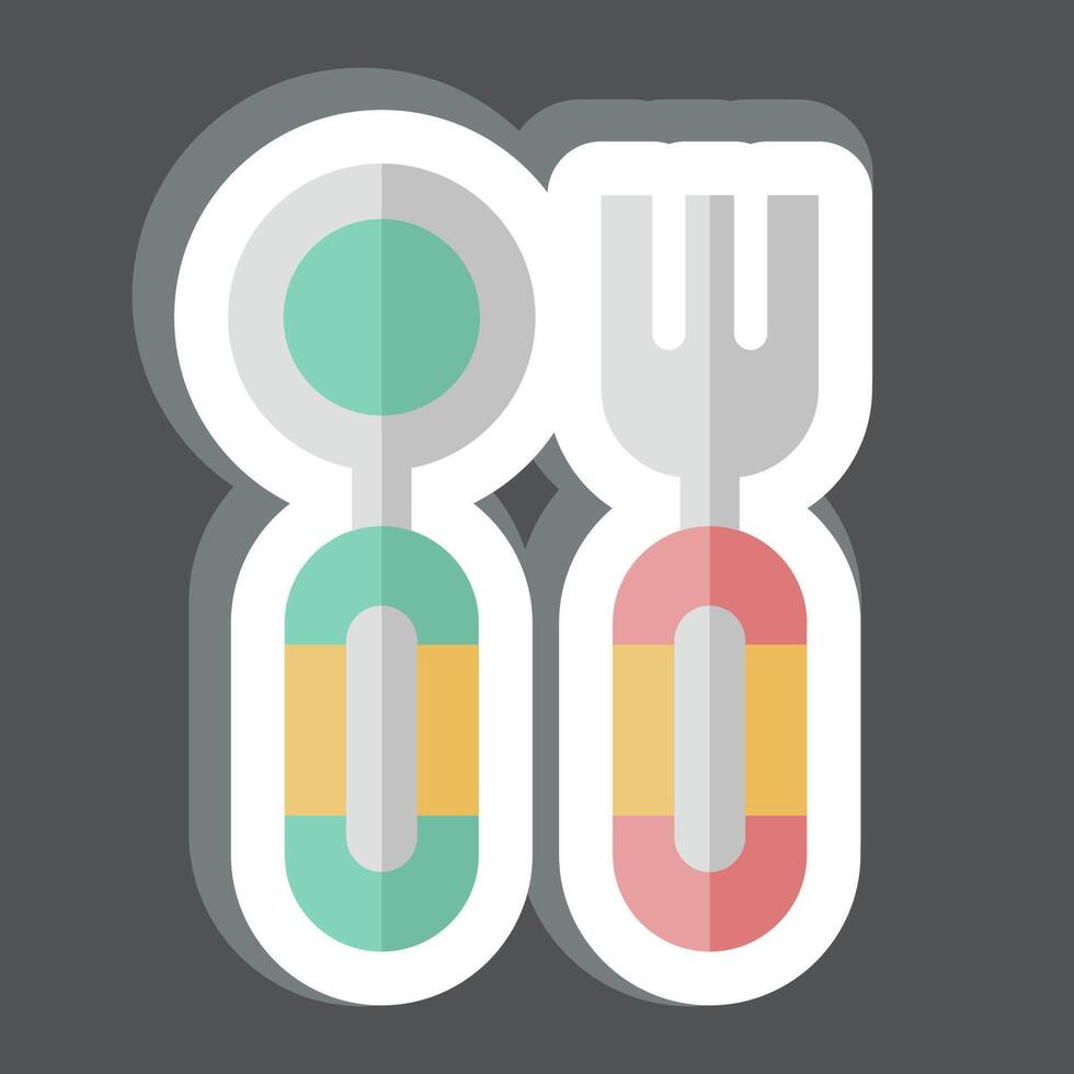 Sticker Cutlery. related to Kindergarten symbol. simple design editable. simple illustration vector