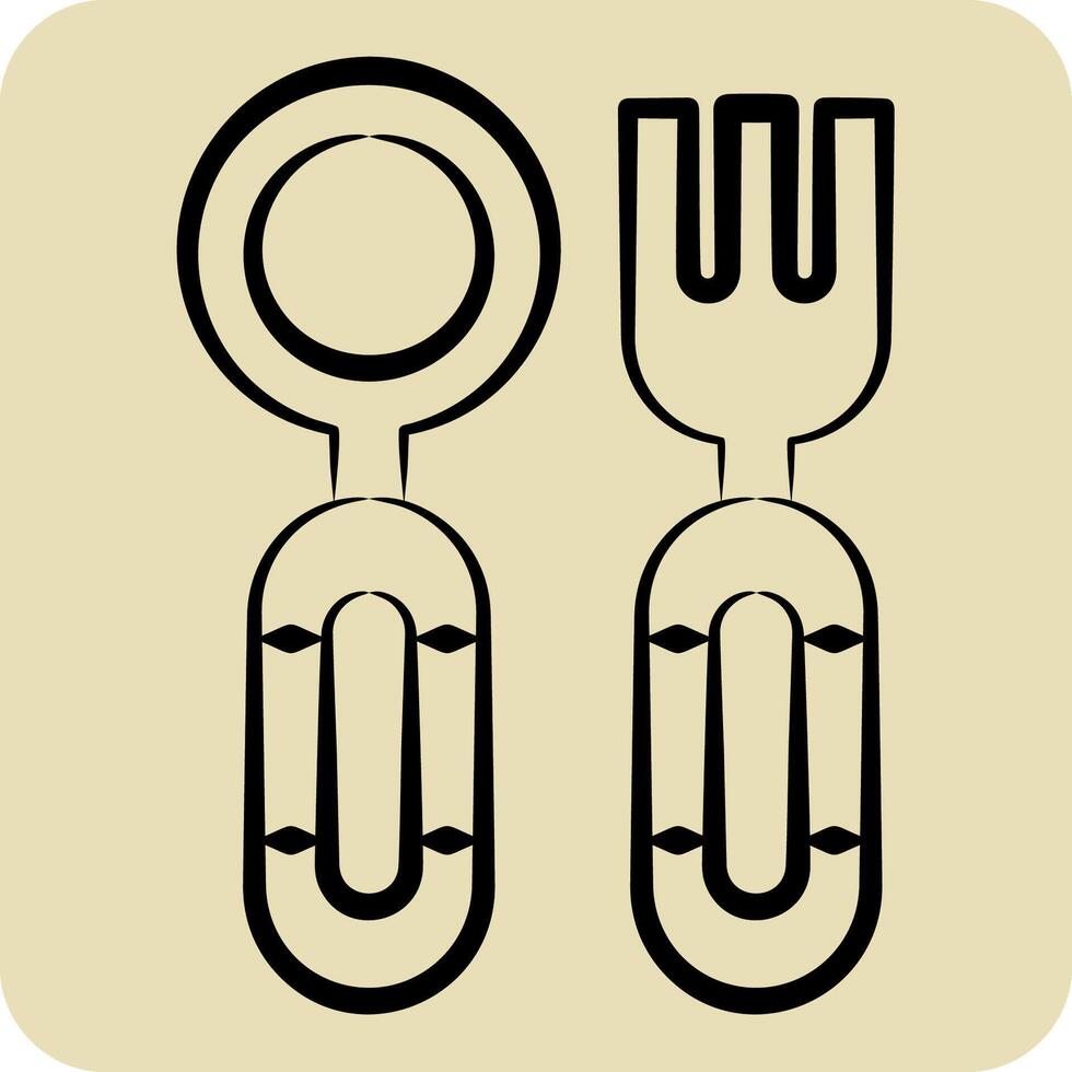 Icon Cutlery. related to Kindergarten symbol. hand drawn style. simple design editable. simple illustration vector