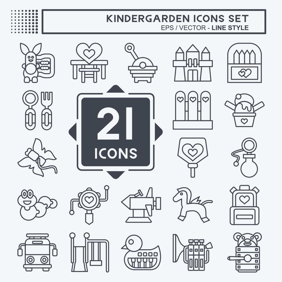 Icon Set Kindergarten. related to Holiday symbol. line style. simple design editable. simple illustration vector