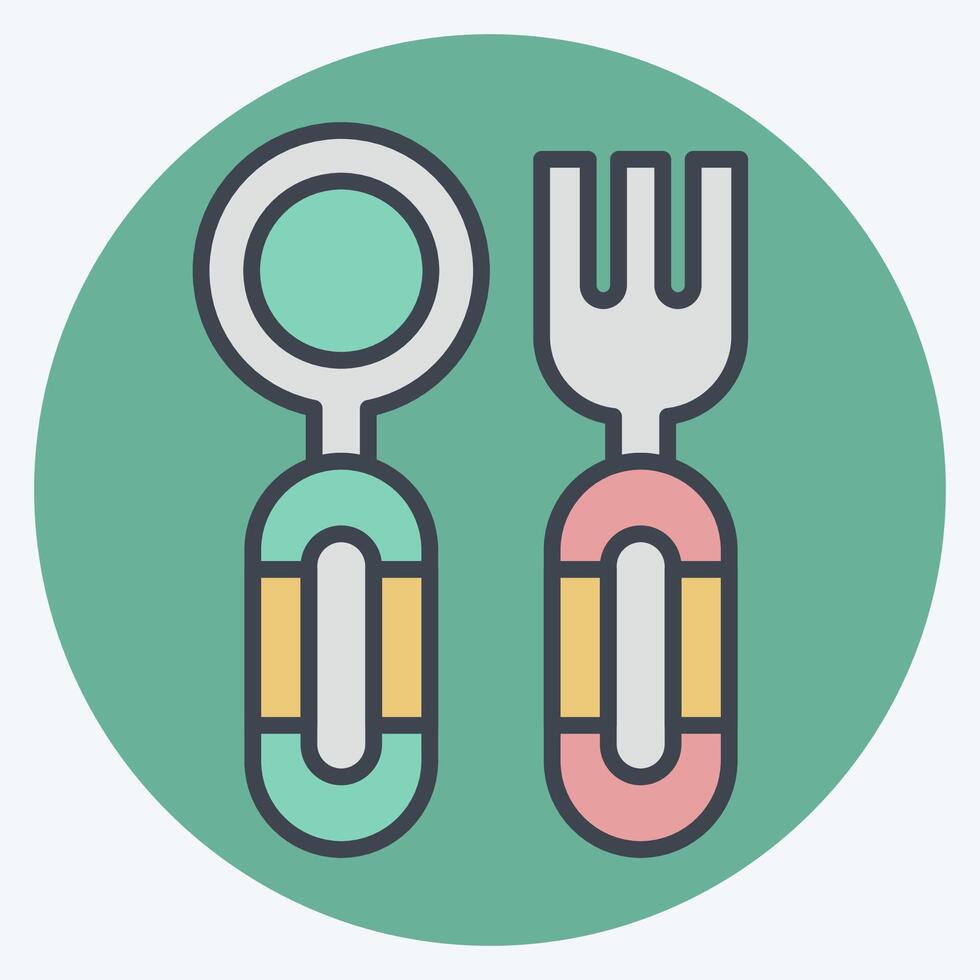 Icon Cutlery. related to Kindergarten symbol. color mate style. simple design editable. simple illustration vector