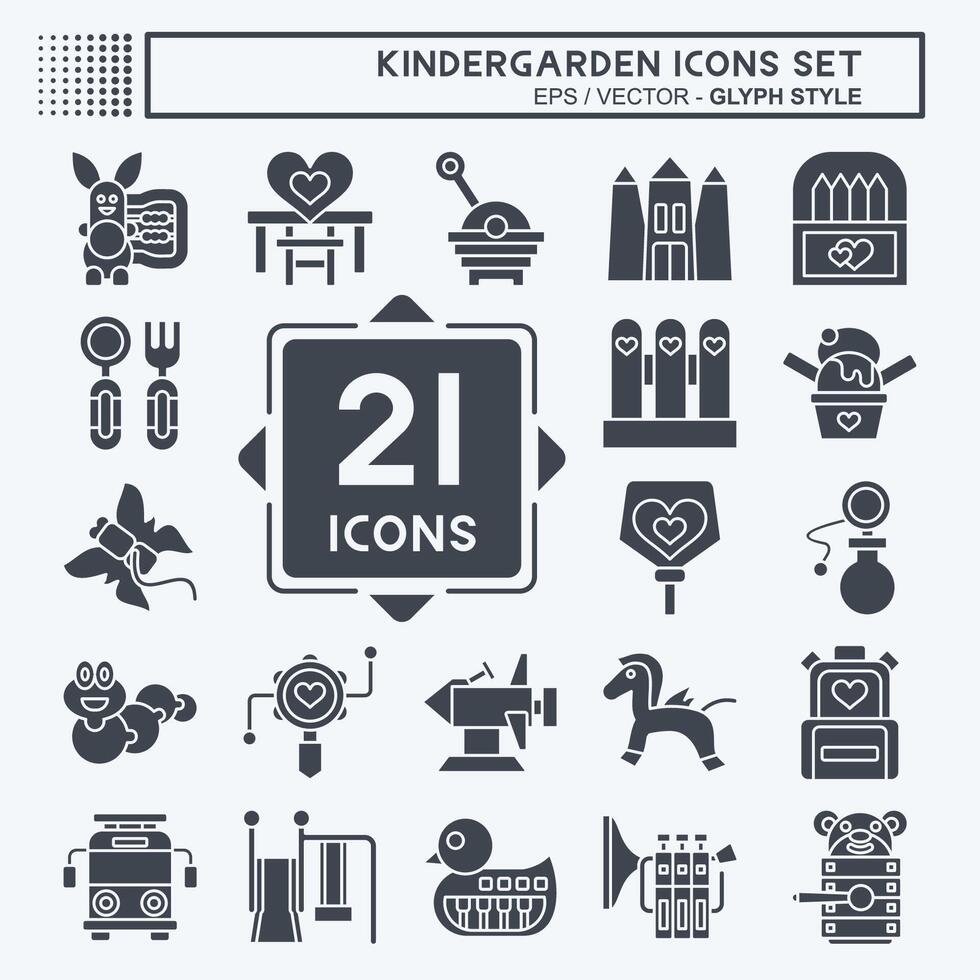 Icon Set Kindergarten. related to Holiday symbol. glyph style. simple design editable. simple illustration vector