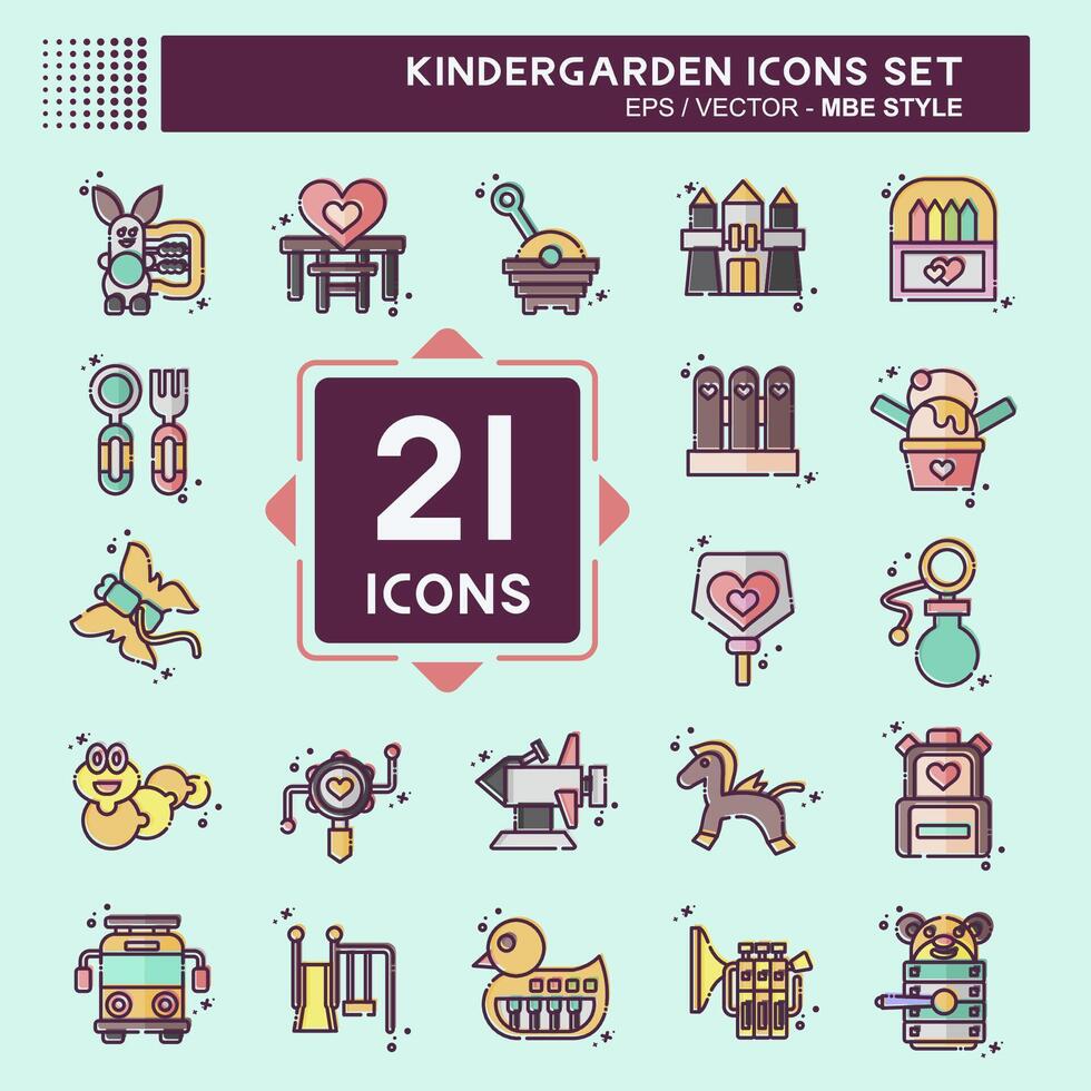 Icon Set Kindergarten. related to Holiday symbol. MBE style. simple design editable. simple illustration vector