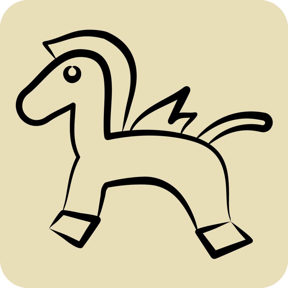 Icon Rocking Horse. related to Kindergarten symbol. hand drawn style. simple design editable. simple illustration vector