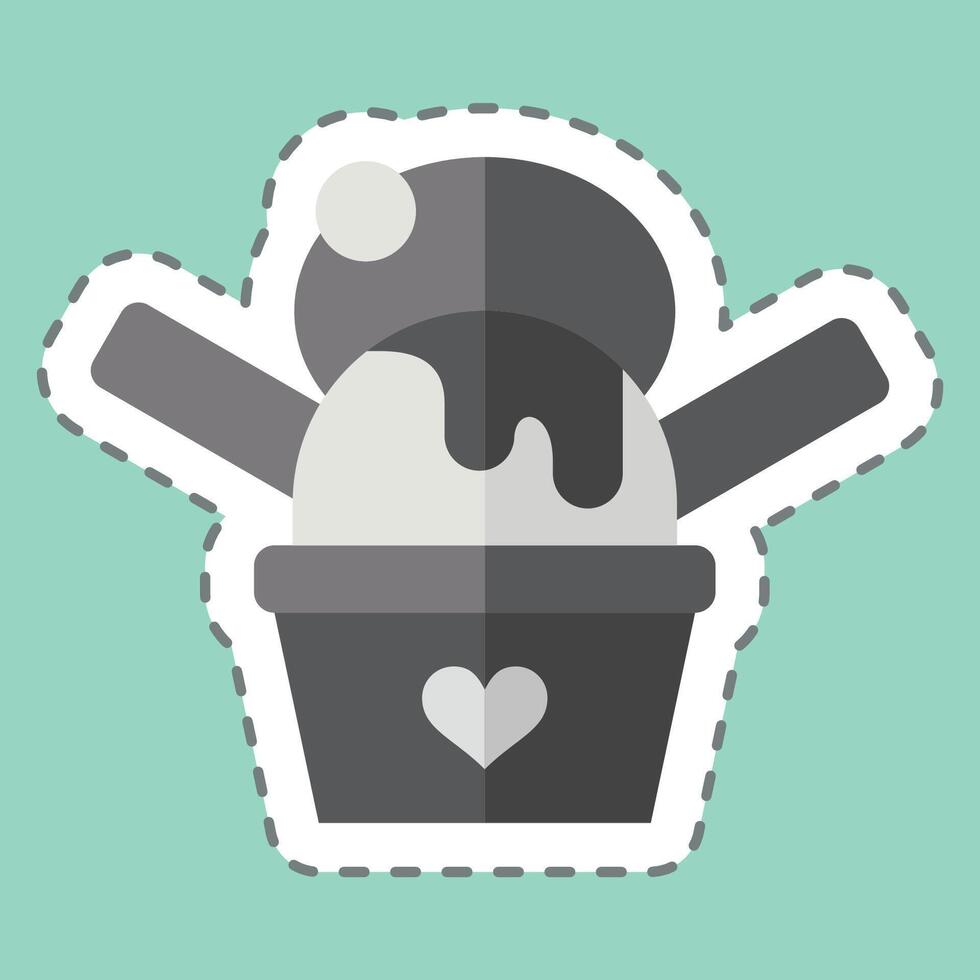 Sticker line cut Ice cream. related to Kindergarten symbol. simple design editable. simple illustration vector