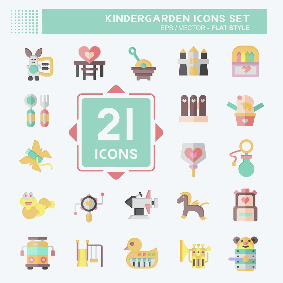 Icon Set Kindergarten. related to Holiday symbol. flat style. simple design editable. simple illustration vector