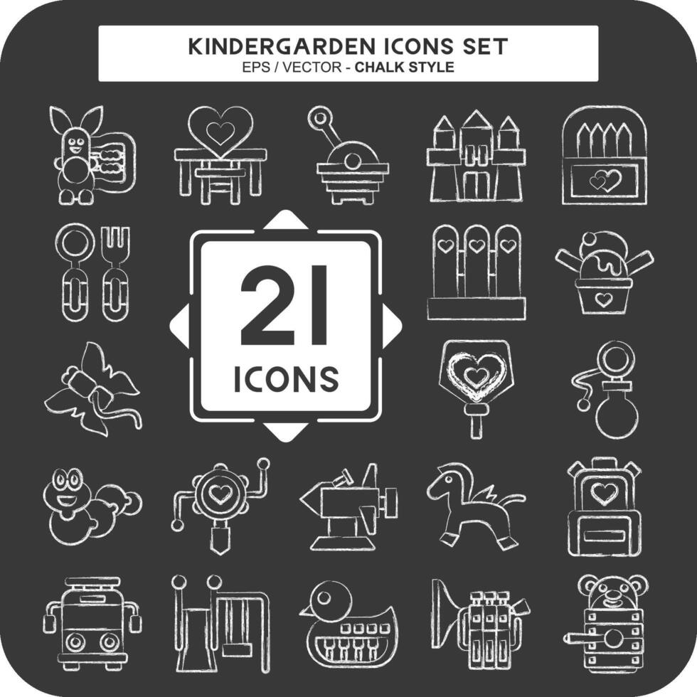 Icon Set Kindergarten. related to Holiday symbol. chalk Style. simple design editable. simple illustration vector