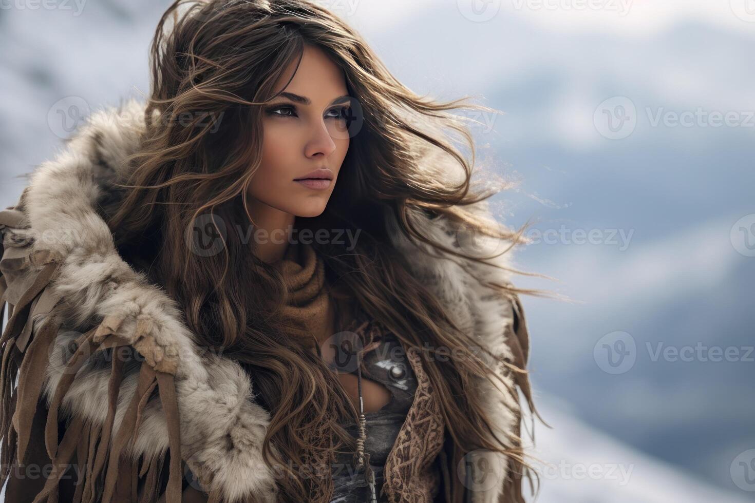 AI generated Hardy Mountain white woman. Generate Ai photo