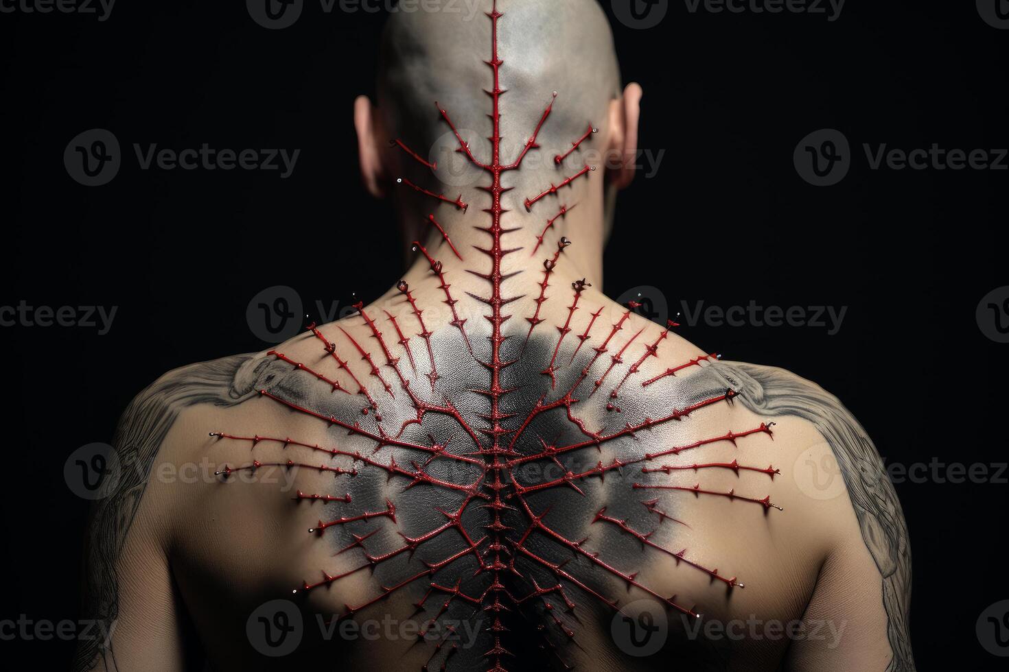 AI generated Traditional Acupuncture treatment. Generate Ai photo