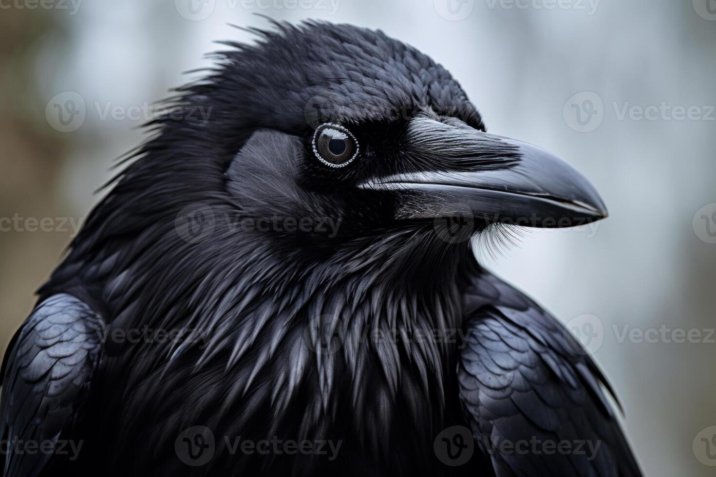 AI generated Intelligent black raven. Generate Ai photo