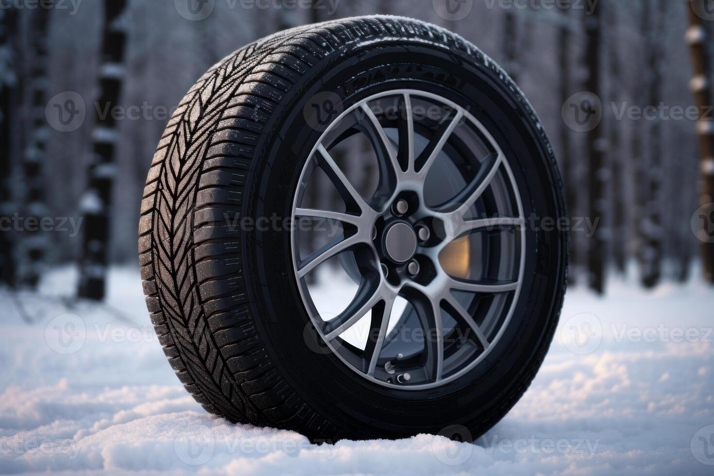 AI generated Reliable New car winter tire. Generate Ai photo