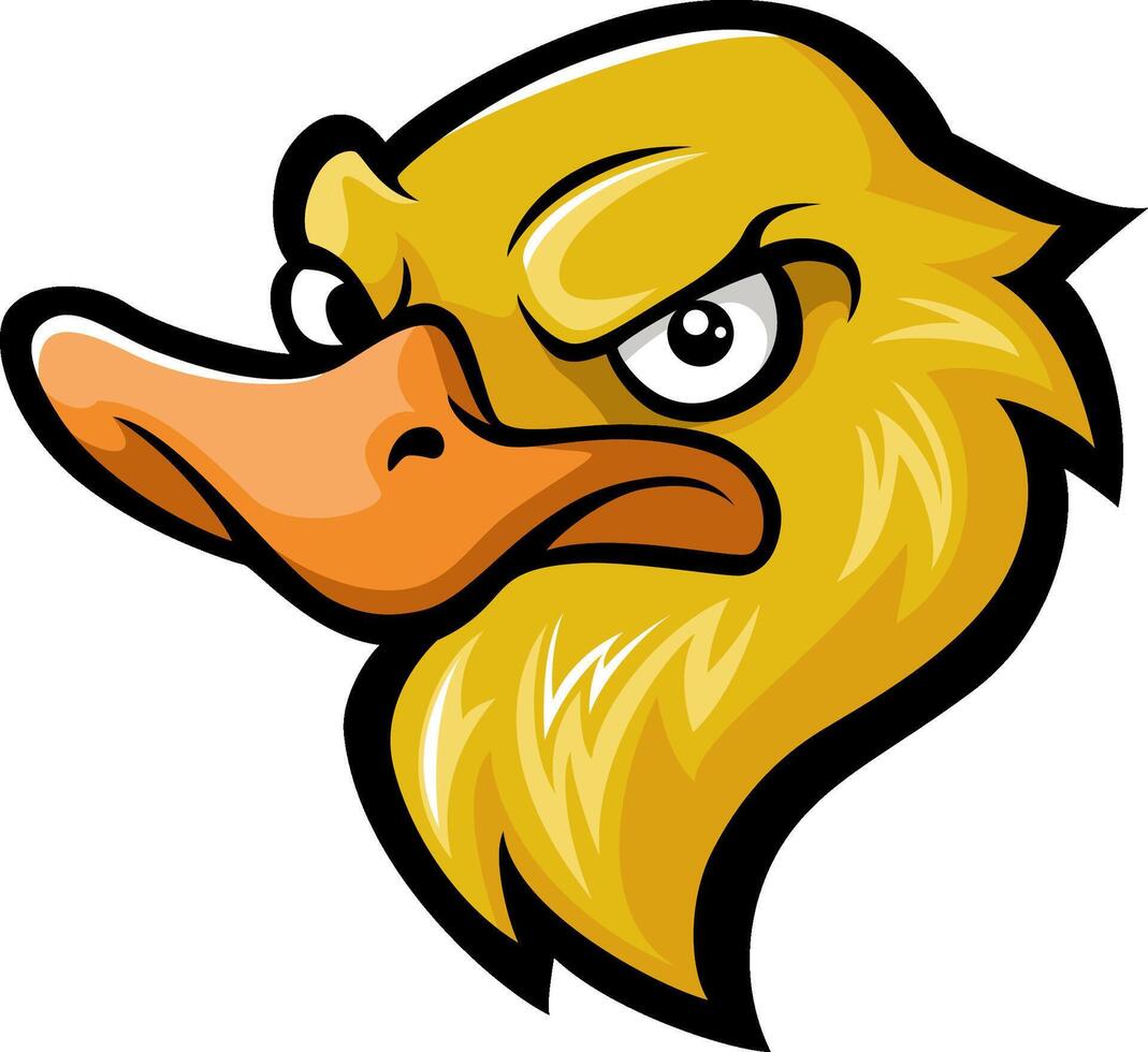 Angry duck head cartoon on white background vector