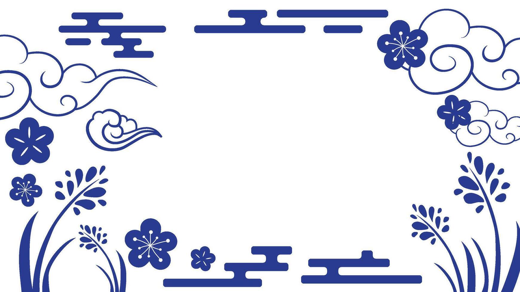 Abstract Japanese vector design background flower frame