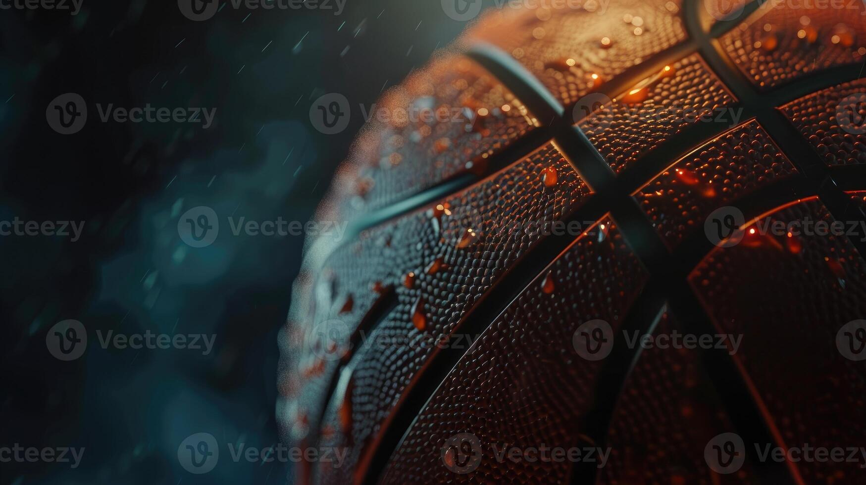 AI generated Panoramic photo of a basketball highlighting texture and details