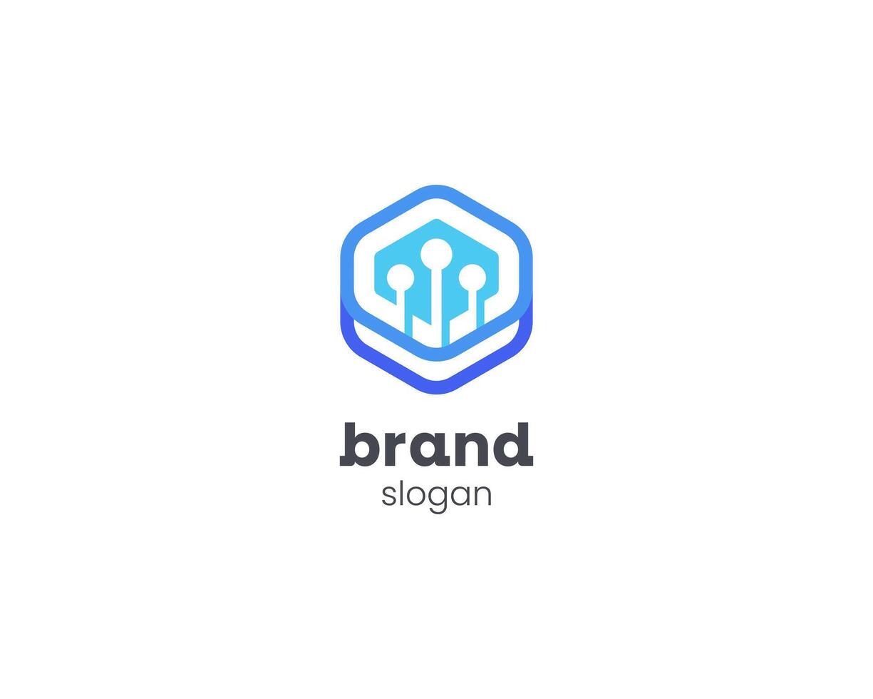 Creative hexagon with connection data logo vector