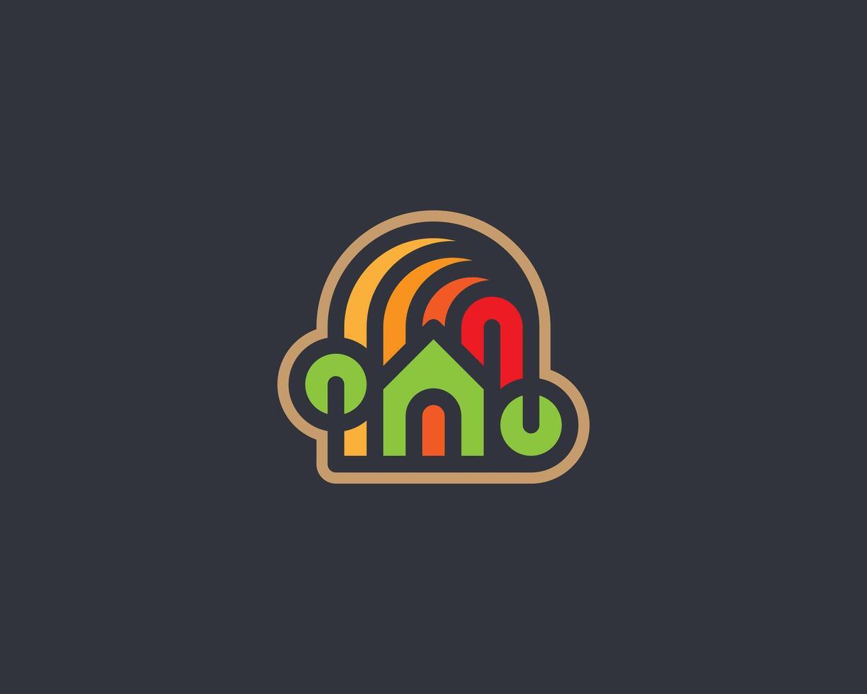 Creative colorful simple modern house logo vector