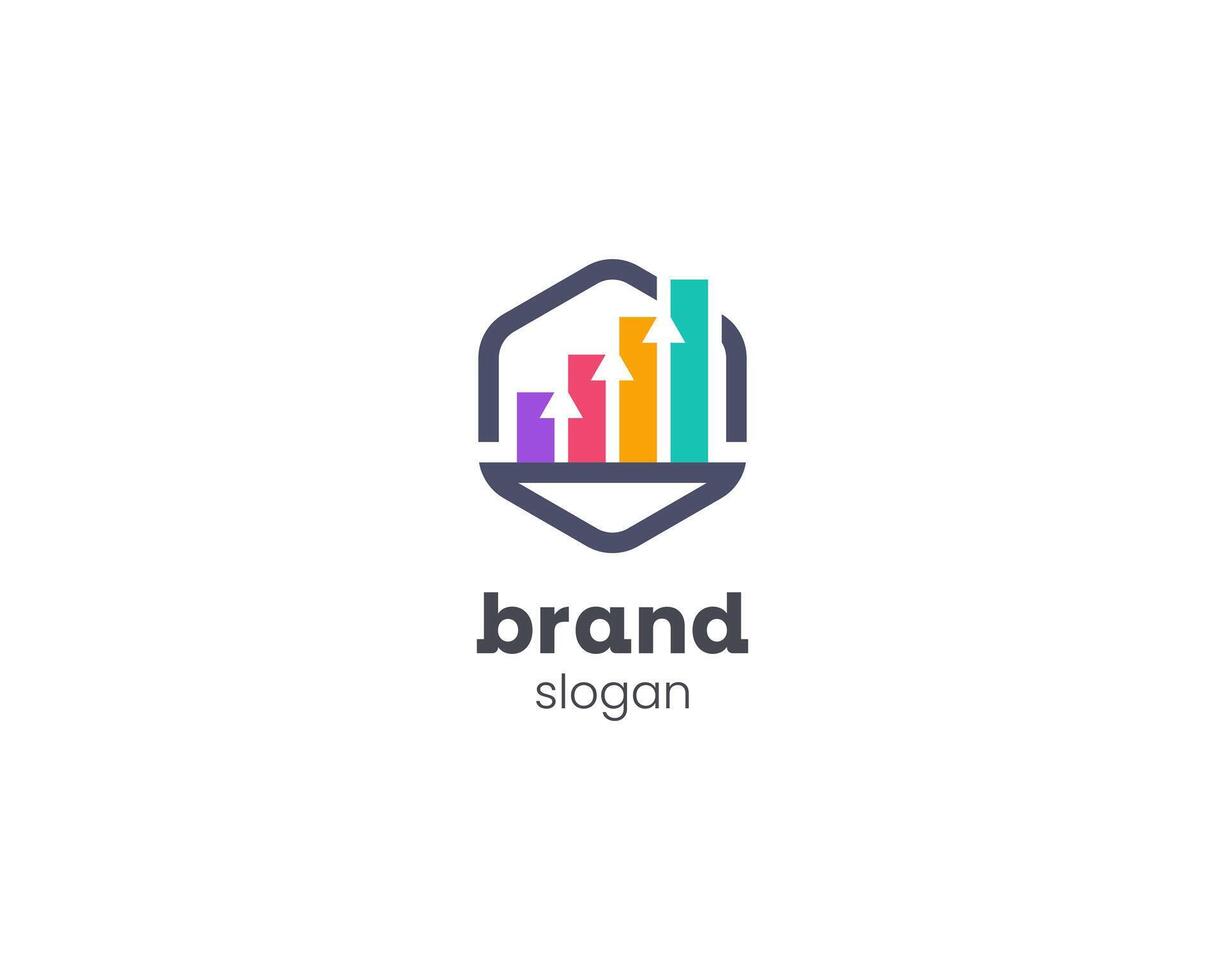 Creative colorful hexagon chart business logo vector
