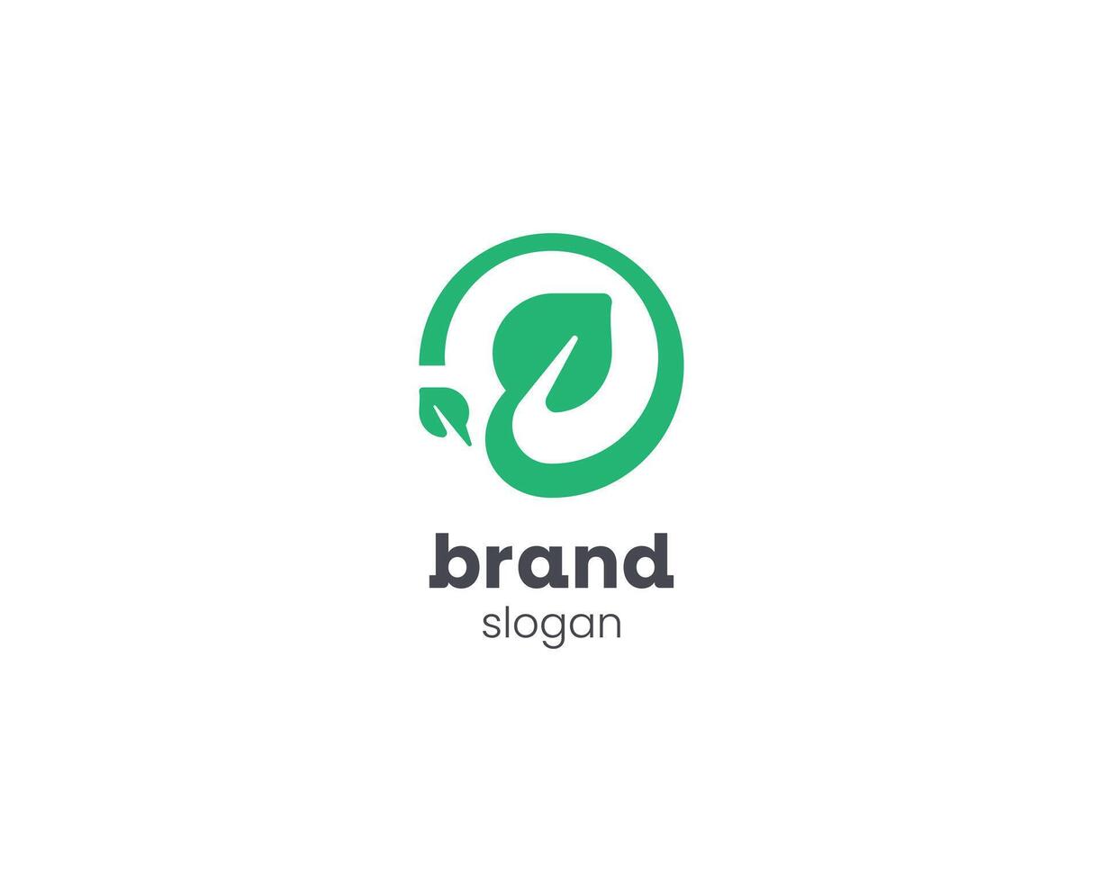 Simple minimalist green natural eco leaf logo vector