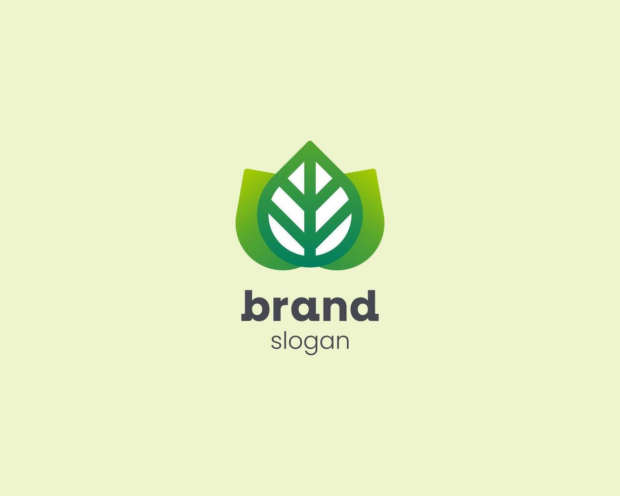 Creative green leaf natural logo vector