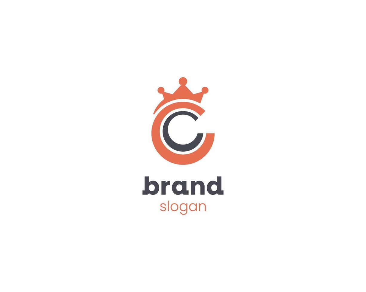 Creative initial letter c with crown logo vector