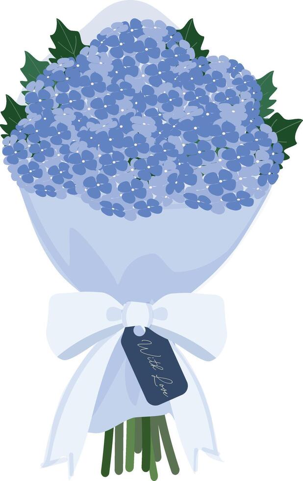 Hortensia flores ramo de flores con amor mano dibujado elemento vector ilustración para Decorar invitación saludo cumpleaños fiesta celebracion Boda tarjeta póster bandera fondo de pantalla papel envolver antecedentes